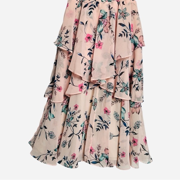 Eliza J Floral Ruffle A Line Dress Blush Pink Size 2 - Picture 5 of 9